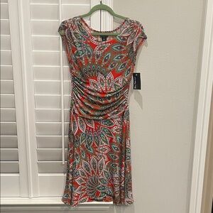 Enfocus Studio Red and Green Patterned Dress